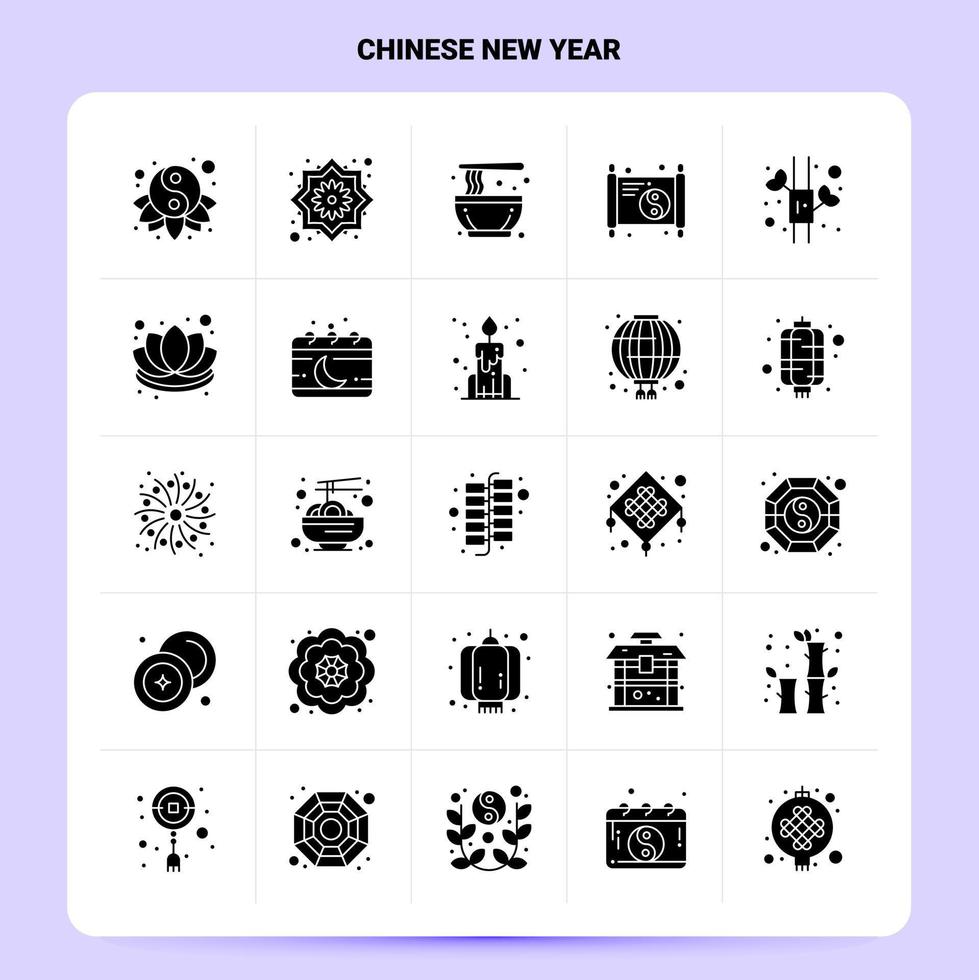 sólido 25 conjunto de iconos de año nuevo chino diseño de estilo de glifo vectorial conjunto de iconos negros diseño de ideas de negocios web y móviles ilustración vectorial vector