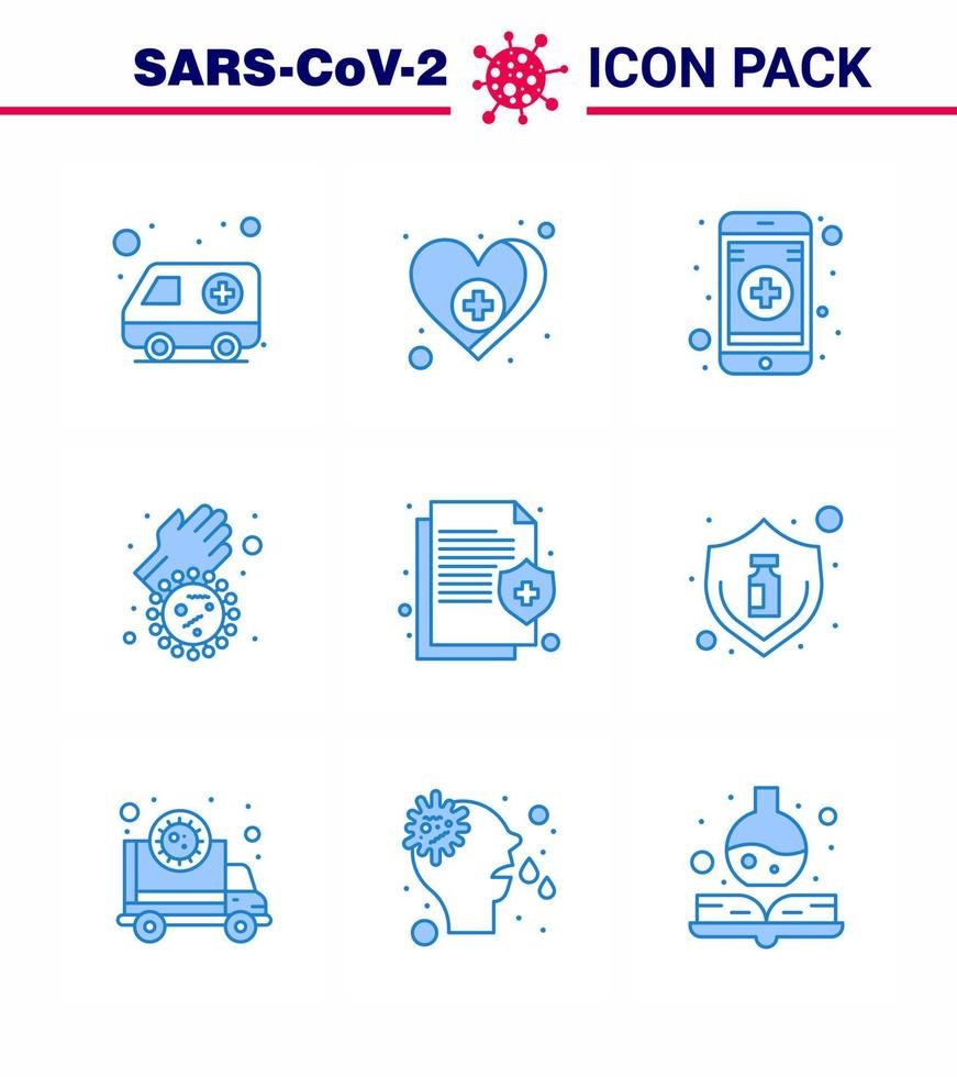 Simple Set of Covid19 Protection Blue 25 icon pack icon included insurance health medical virus dirty hands viral coronavirus 2019nov disease Vector Design Elements