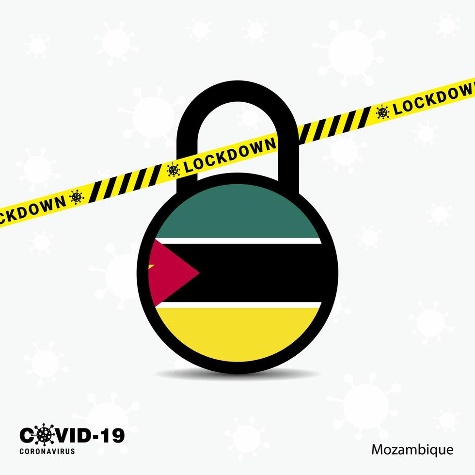 Mozambique Lock DOwn Lock Coronavirus pandemic awareness Template COVID19 Lock Down Design vector