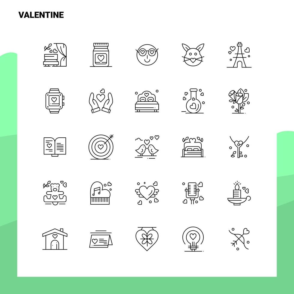 conjunto de iconos de línea de san valentín conjunto de 25 iconos diseño de estilo minimalista vectorial conjunto de iconos negros paquete de pictogramas lineales vector