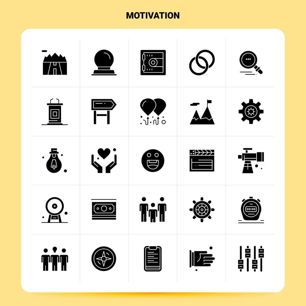 Solid 25 Motivation Icon set Vector Glyph Style Design Black Icons Set Web and Mobile Business ideas design Vector Illustration