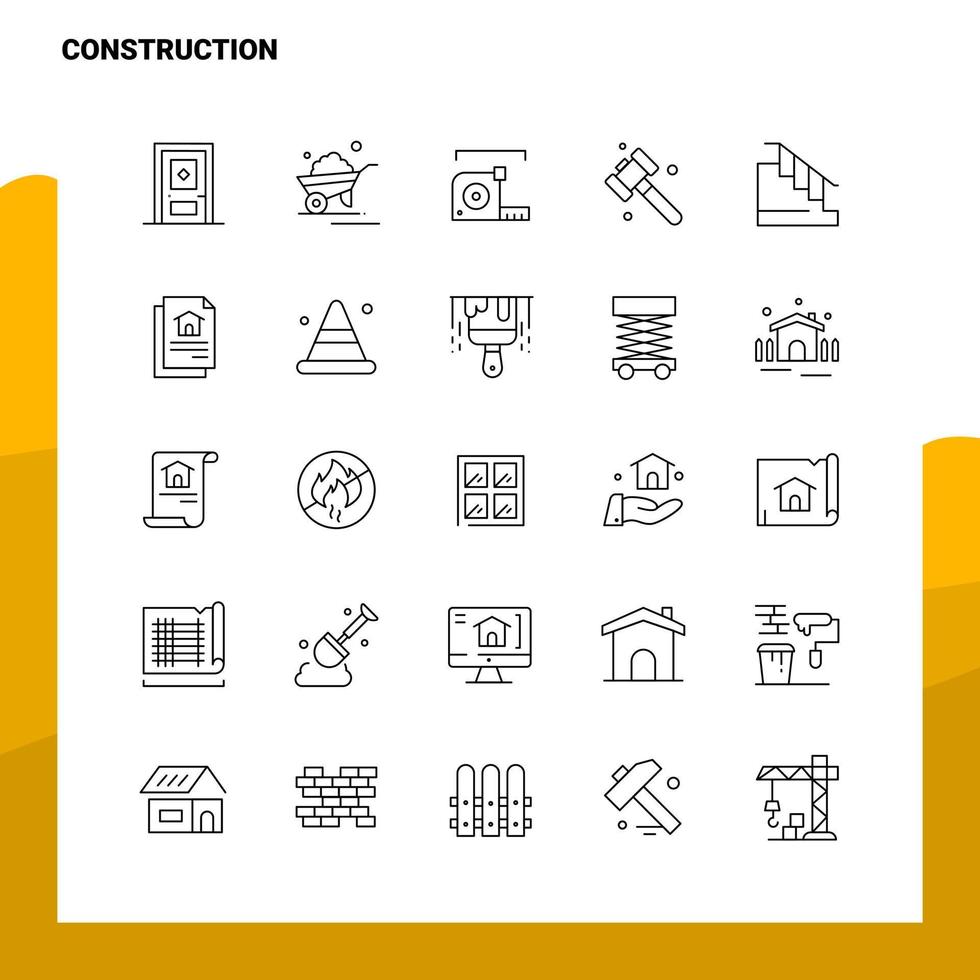 conjunto de iconos de línea de construcción conjunto 25 iconos diseño de estilo minimalista vectorial conjunto de iconos negros paquete de pictogramas lineales vector