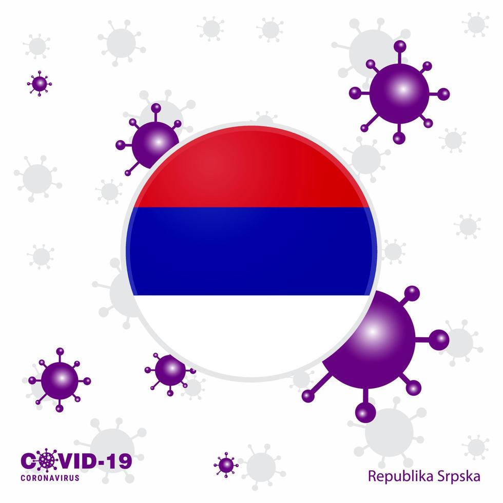 Pray For Republika Srpska COVID19 Coronavirus Typography Flag Stay home Stay Healthy Take care of your own health vector