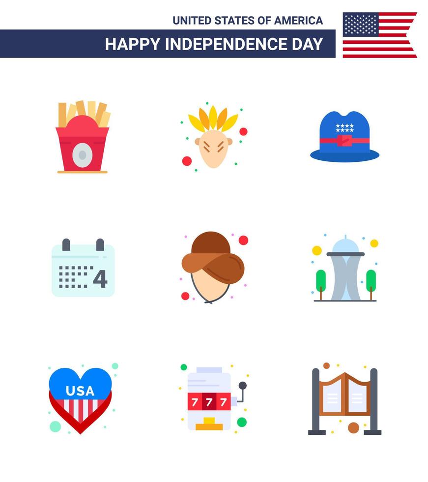 9 Creative USA Icons Modern Independence Signs and 4th July Symbols of building cowboy cap usa date Editable USA Day Vector Design Elements