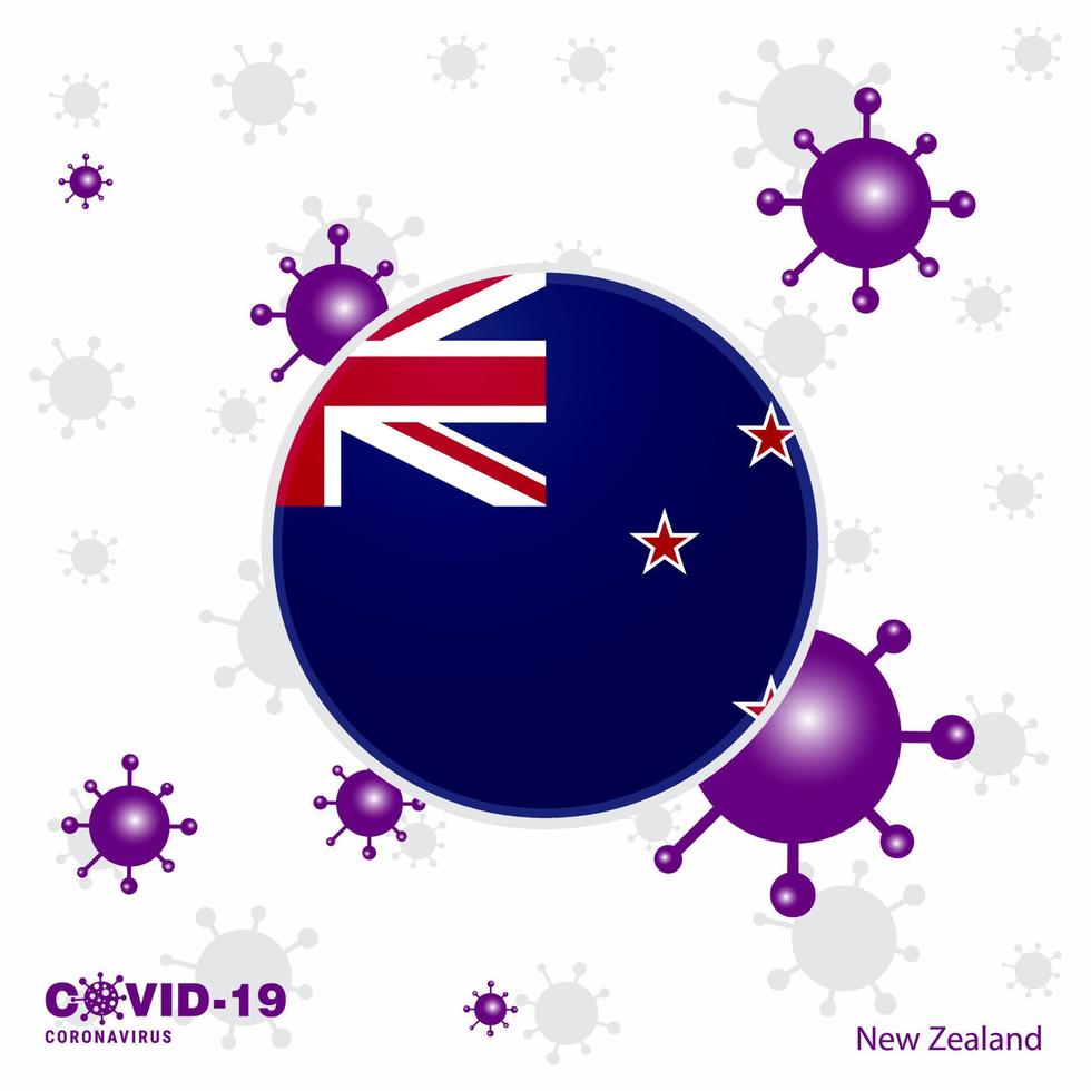 Pray For New Zealand COVID19 Coronavirus Typography Flag Stay home Stay Healthy Take care of your own health vector