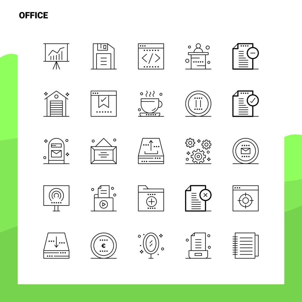 conjunto de iconos de línea de oficina conjunto de 25 iconos diseño de estilo minimalista vectorial conjunto de iconos negros paquete de pictogramas lineales vector