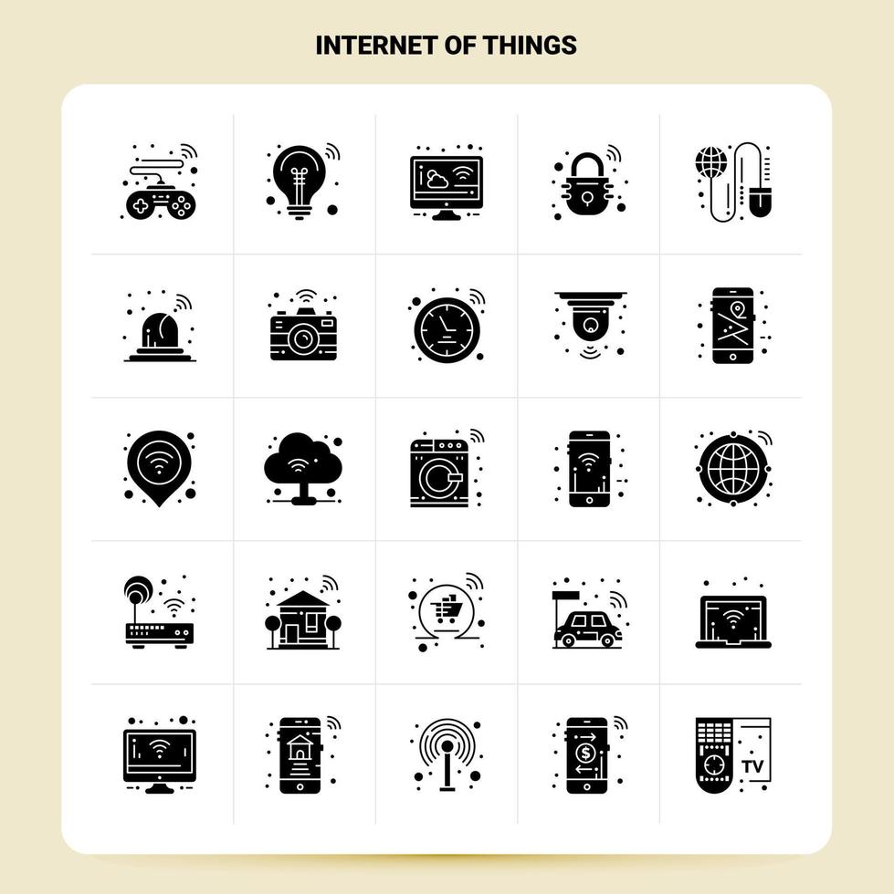 Solid 25 Internet Of Things Icon set Vector Glyph Style Design Black Icons Set Web and Mobile Business ideas design Vector Illustration