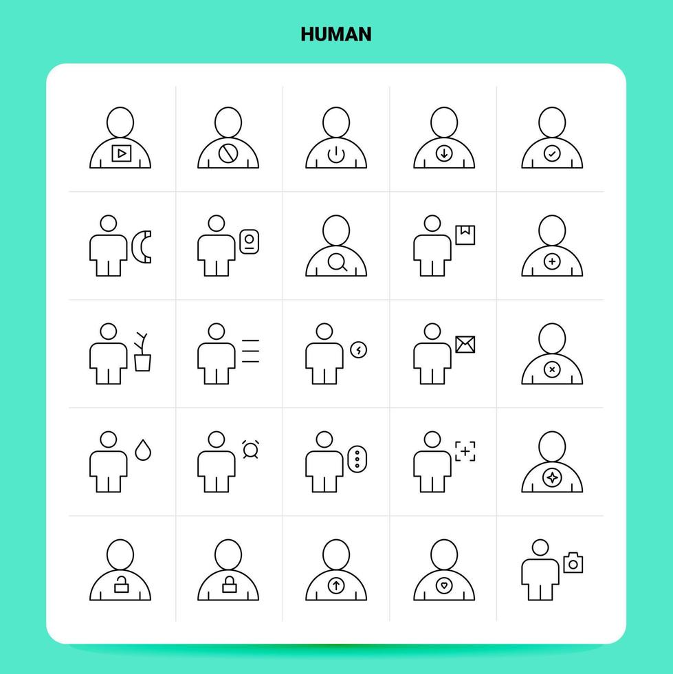 OutLine 25 Human Icon set Vector Line Style Design Black Icons Set Linear pictogram pack Web and Mobile Business ideas design Vector Illustration