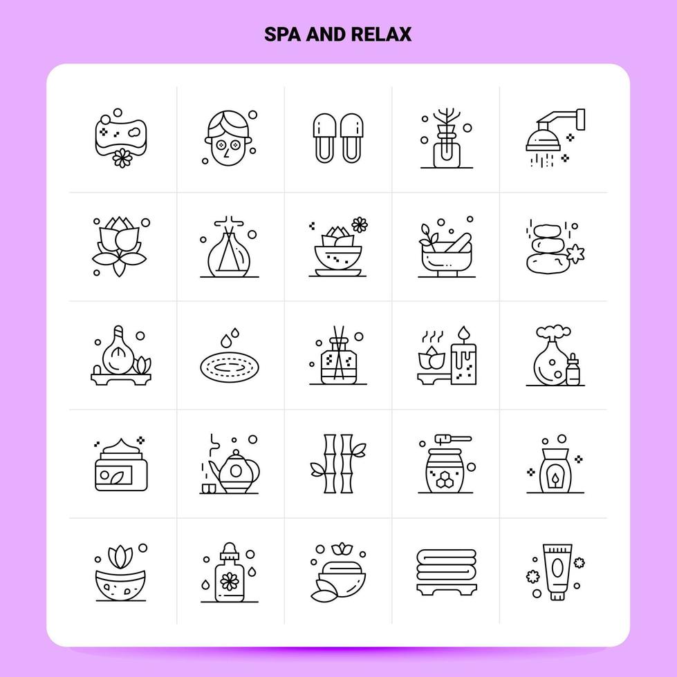 OutLine 25 Spa And Relax Icon set Vector Line Style Design Black Icons Set Linear pictogram pack Web and Mobile Business ideas design Vector Illustration
