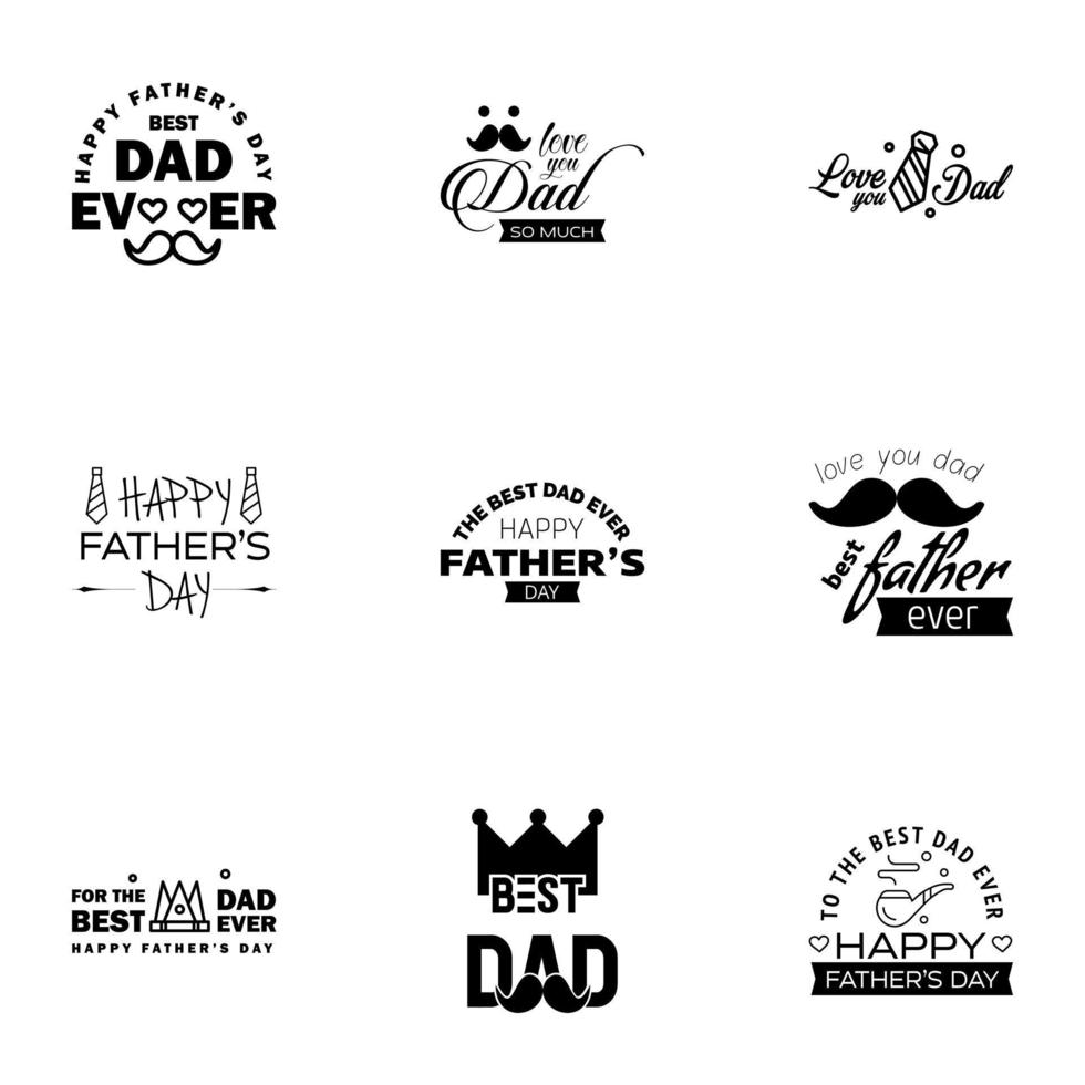 Love You Papa Card Design for Happy Fathers Day Typography Collection 9 Black Design Editable Vector Design Elements