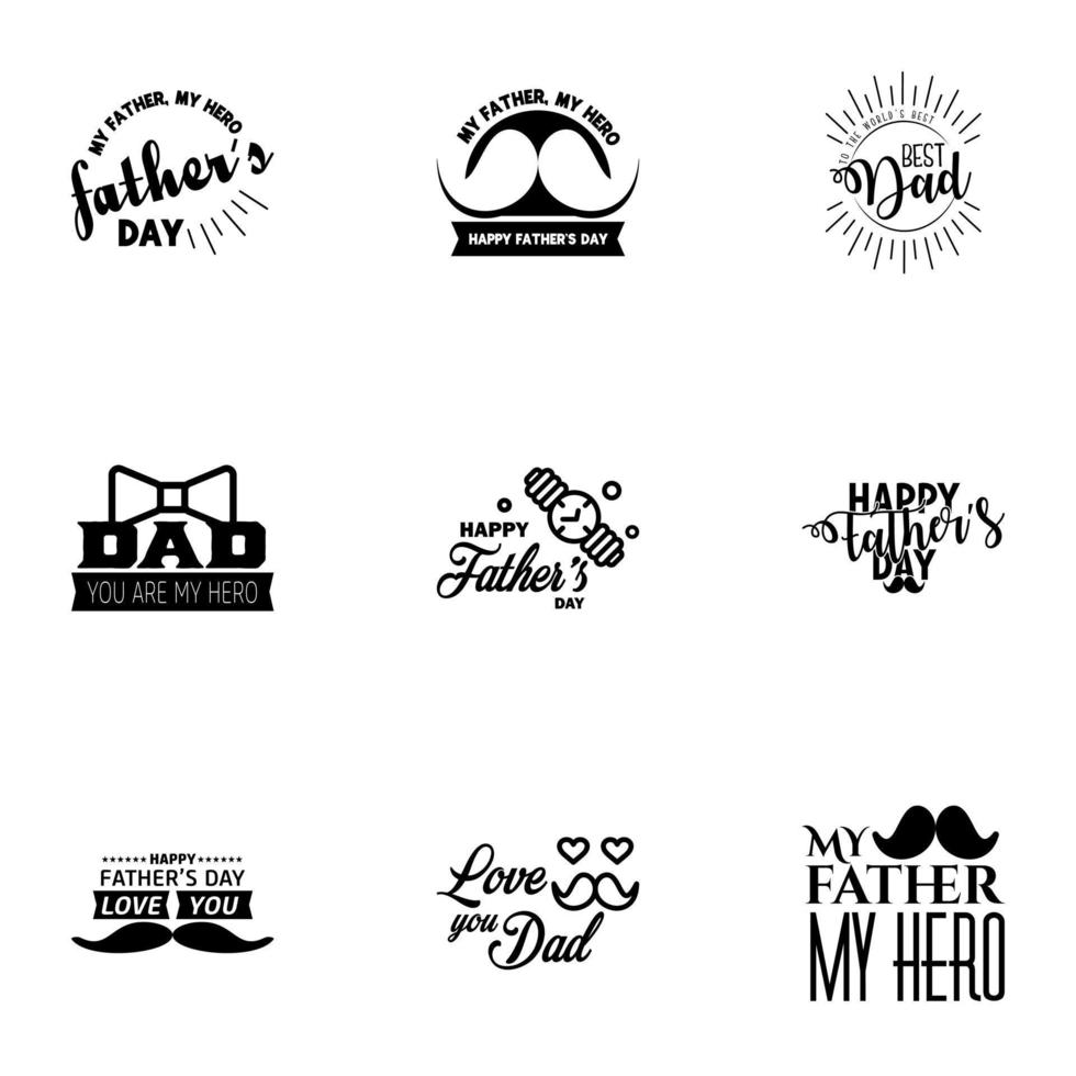 Happy Fathers Day Appreciation Vector Text Banner 9 black Background for Posters Flyers Marketing Greeting Cards Editable Vector Design Elements