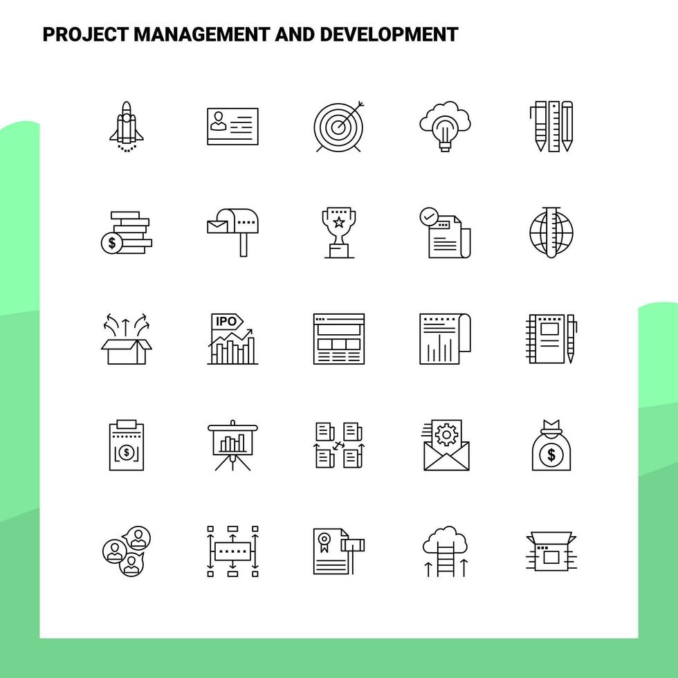 Set of Project Management and Development Line Icon set 25 Icons Vector Minimalism Style Design Black Icons Set Linear pictogram pack