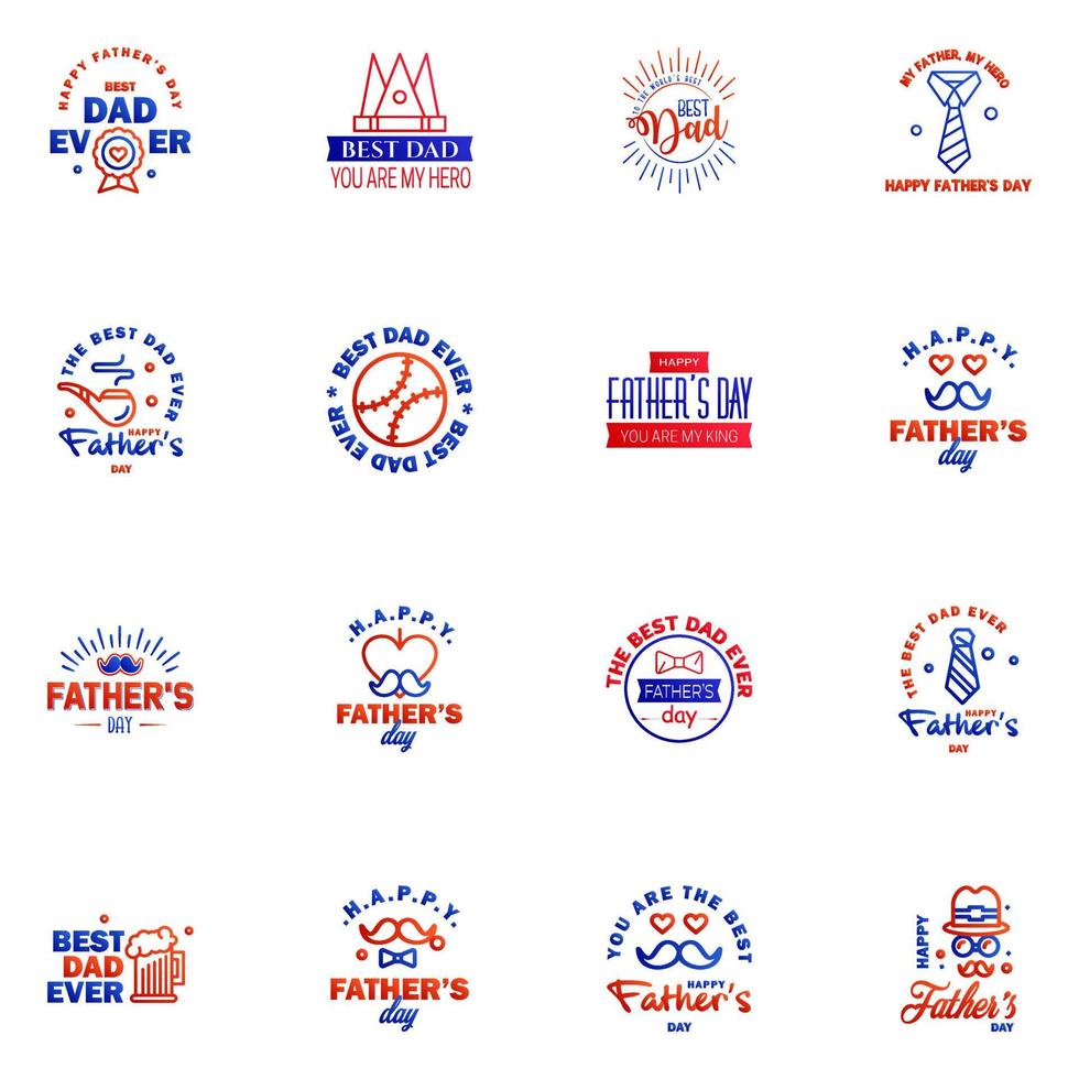 happy fathers day 16 Blue and red text design Vector calligraphy Typography poster Usable as background Editable Vector Design Elements