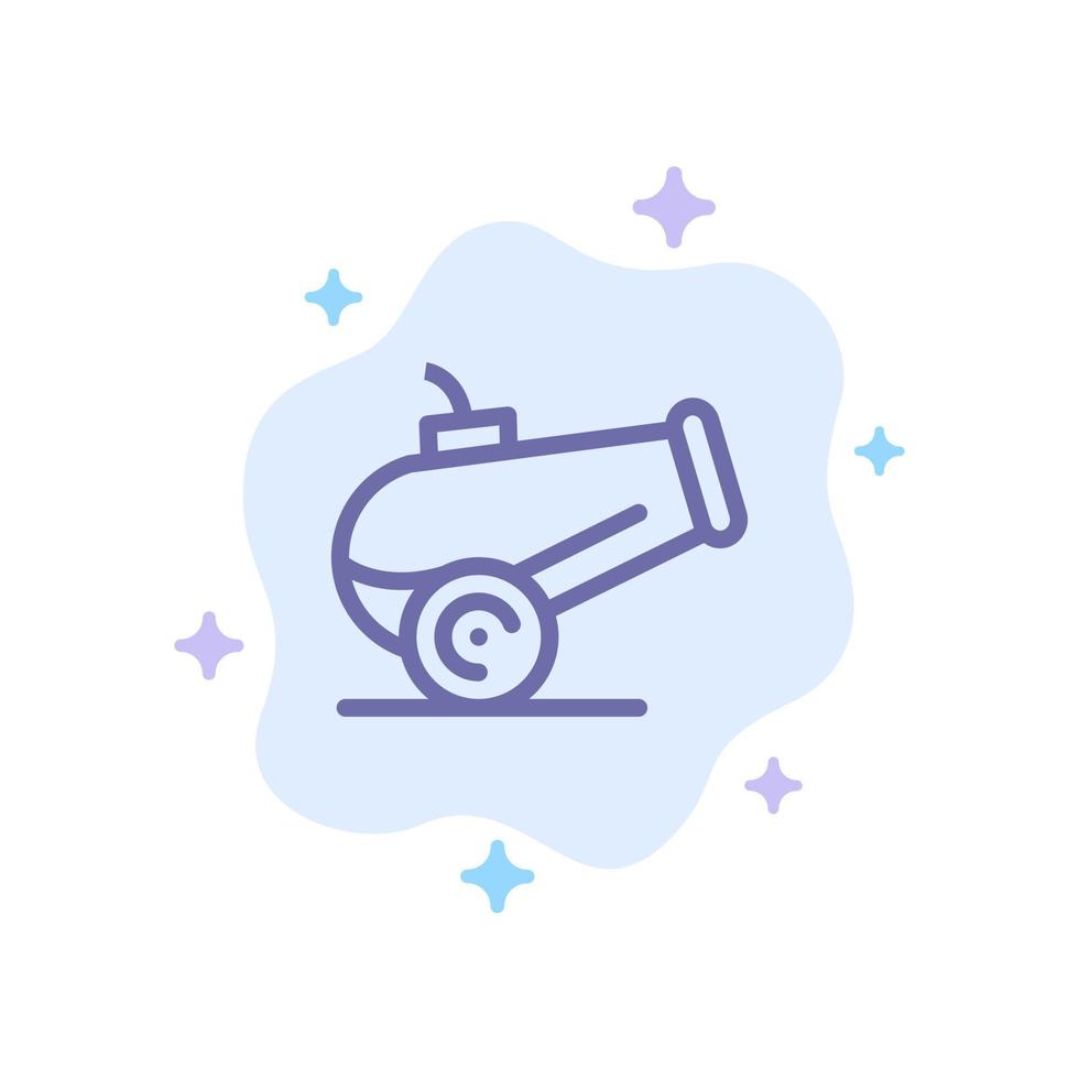 Canon Weapon Blue Icon on Abstract Cloud Background vector