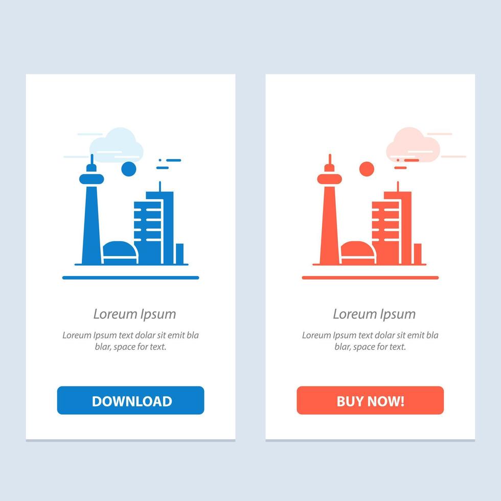 Building Canada City Famous City Toronto  Blue and Red Download and Buy Now web Widget Card Template vector