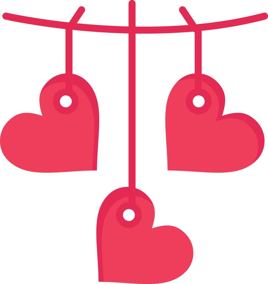 Heart Valentine Love Hanging  Flat Color Icon Vector icon banner Template