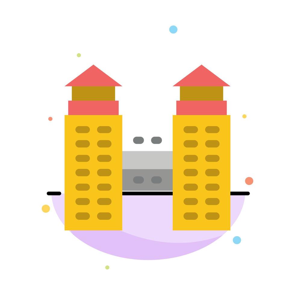 Building City Construction Abstract Flat Color Icon Template vector