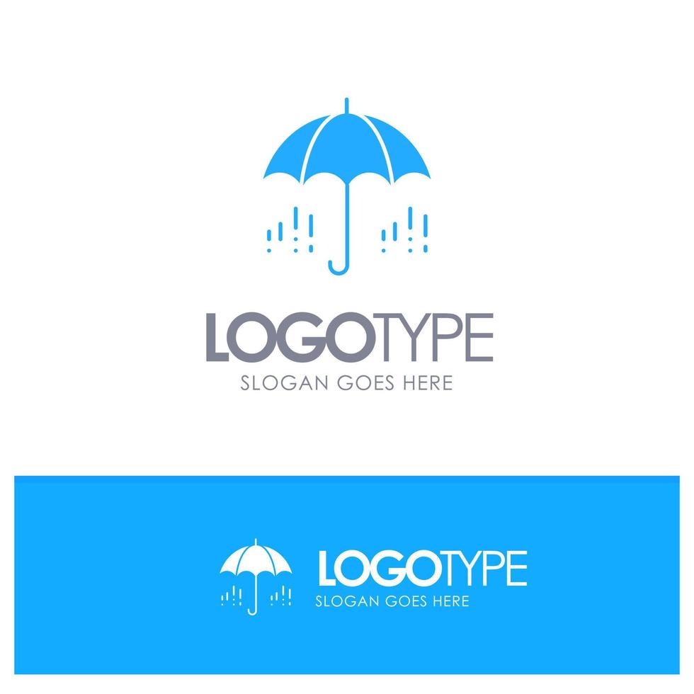 Umbrella Rain Weather Spring Blue Solid Logo with place for tagline vector