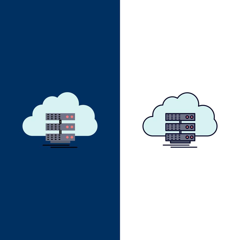 cloud storage computing data flow Flat Color Icon Vector