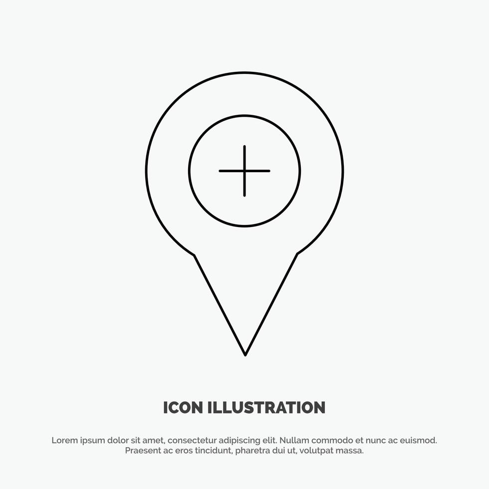 Location Map Navigation Pin Plus Line Icon Vector