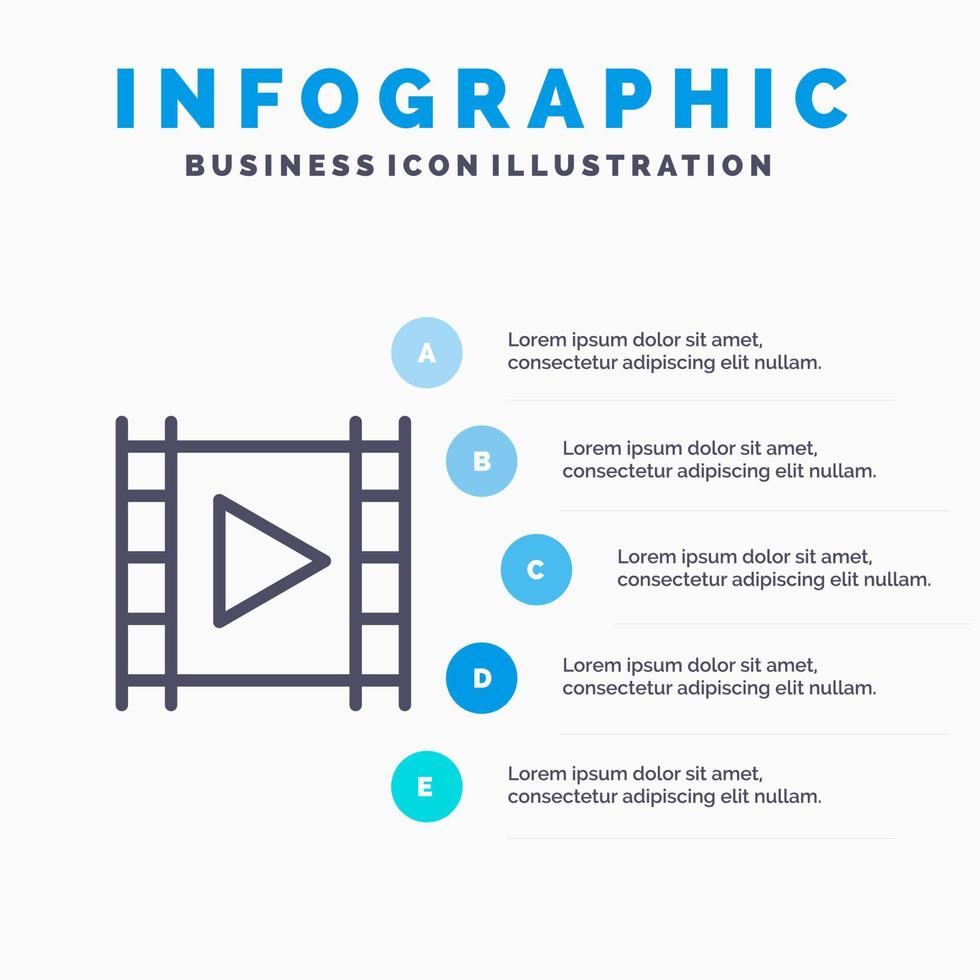 Media Media Player Multimedia Player Stream Line icon with 5 steps presentation infographics Background vector