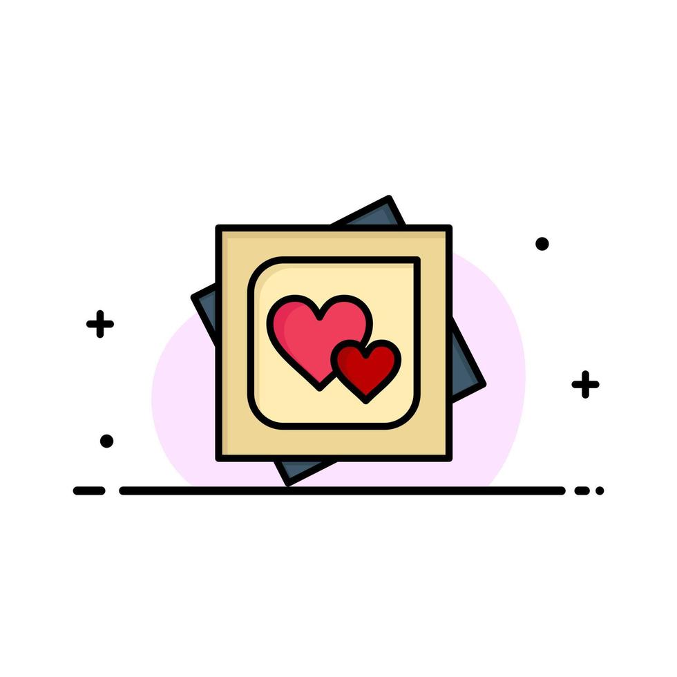 Card Heart Love Marriage Card Proposal Business Logo Template Flat Color vector