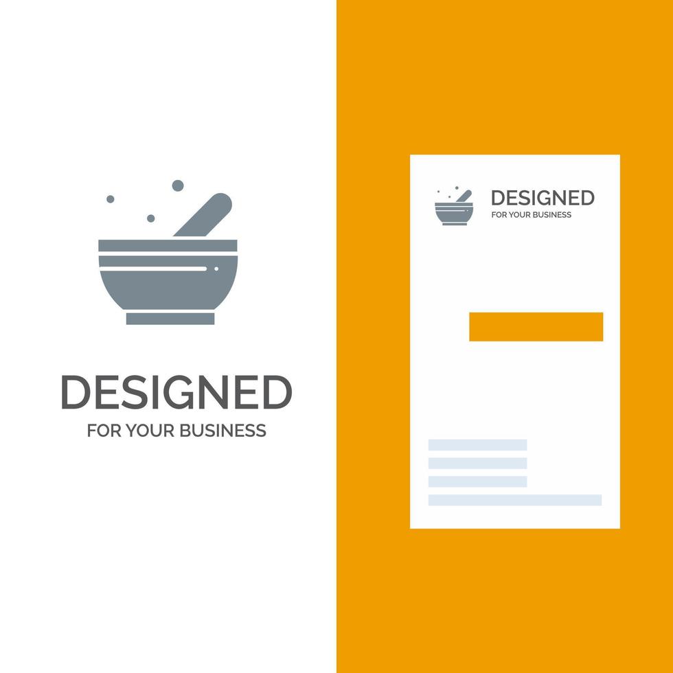 Bowl Soup Science Grey Logo Design and Business Card Template vector