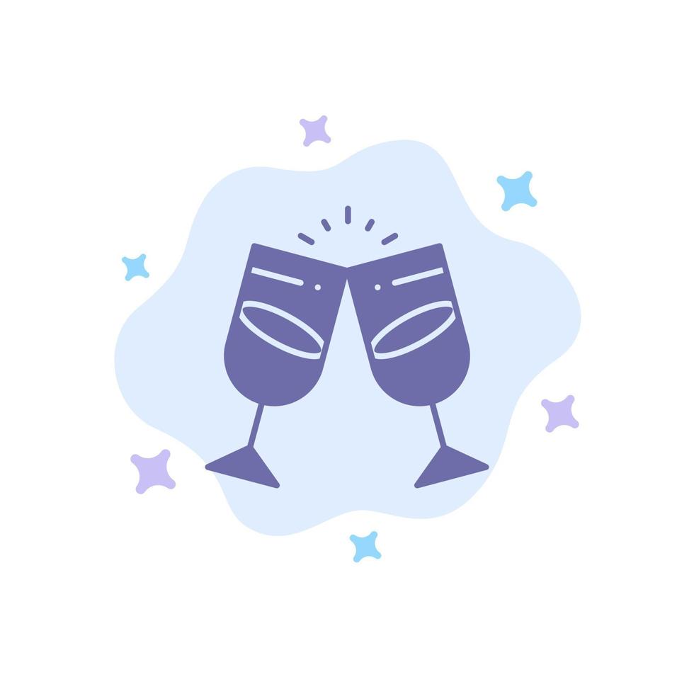 Drink Alcohol Juice Romantic Couple Blue Icon on Abstract Cloud Background vector