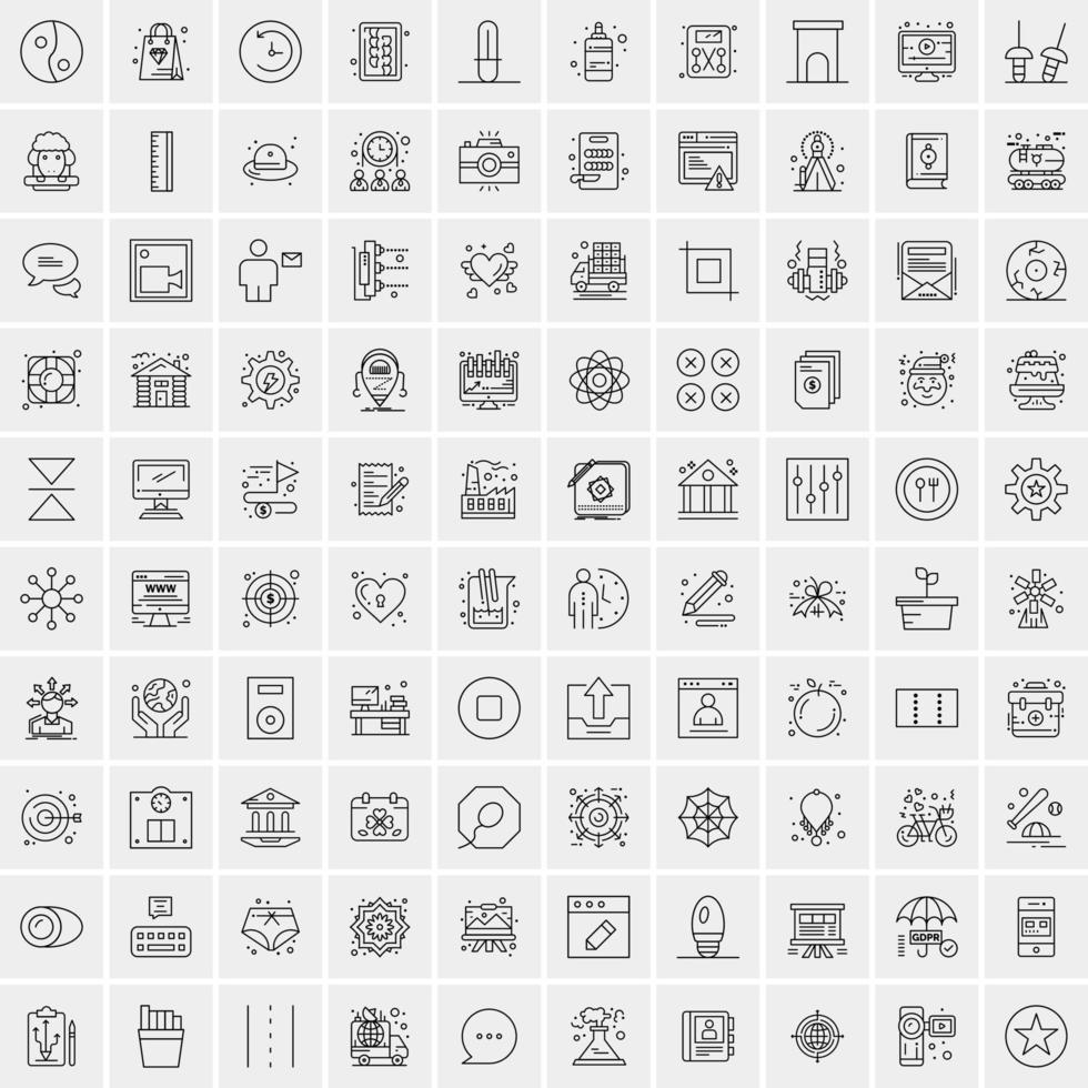 Set of 100 Universal Modern Thin Line Icons for Mobile and Web Mix Business icons Like Arrows Avatars  Smileys Business Weather vector