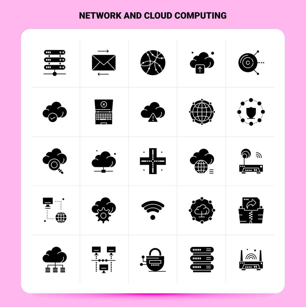 Solid 25 Network And Cloud Computing Icon set Vector Glyph Style Design Black Icons Set Web and Mobile Business ideas design Vector Illustration