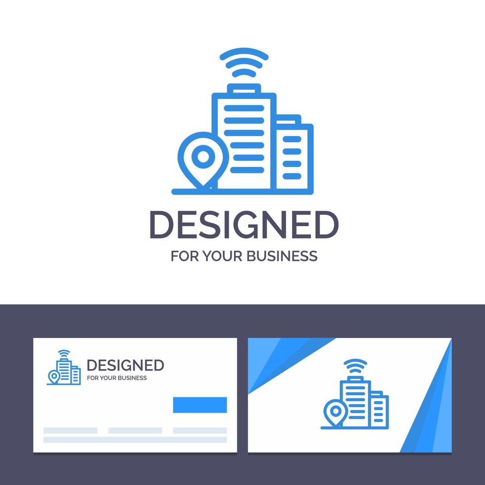 Creative Business Card and Logo template Building Wifi Location Vector Illustration