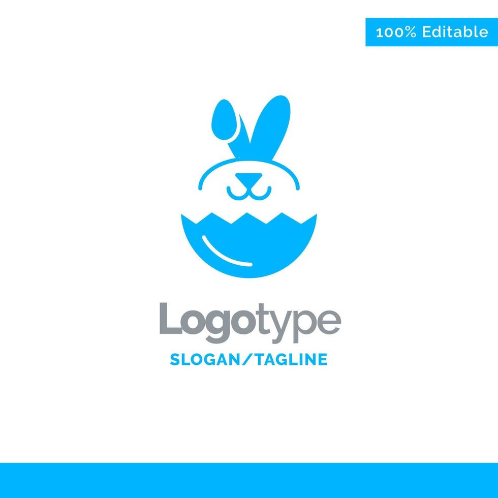 huevo conejo pascua azul sólido logotipo plantilla lugar para eslogan vector
