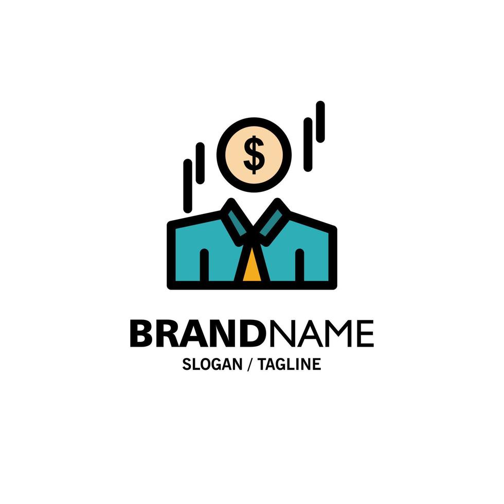 Businessman Dollar Man Money Business Logo Template Flat Color vector