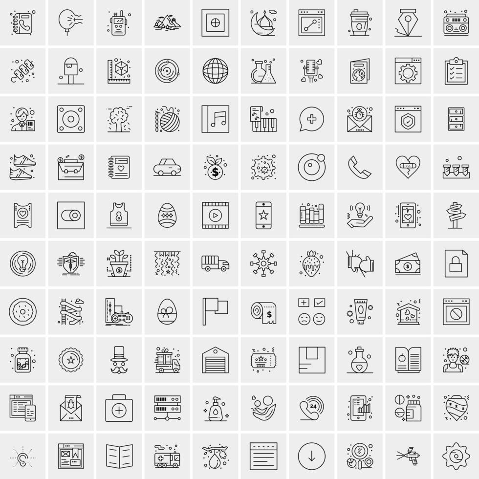 Set of 100 Universal Modern Thin Line Icons for Mobile and Web Mix Business icons Like Arrows Avatars  Smileys Business Weather vector