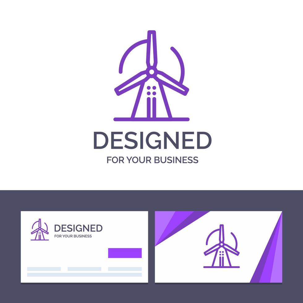 tarjeta de visita creativa y plantilla de logotipo ilustración de vector de energía eólica de turbina