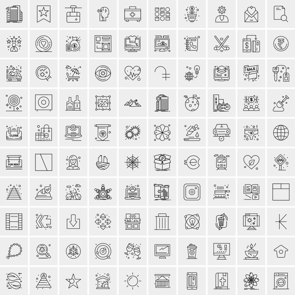 Set of 100 Universal Modern Thin Line Icons for Mobile and Web Mix Business icons Like Arrows Avatars  Smileys Business Weather vector