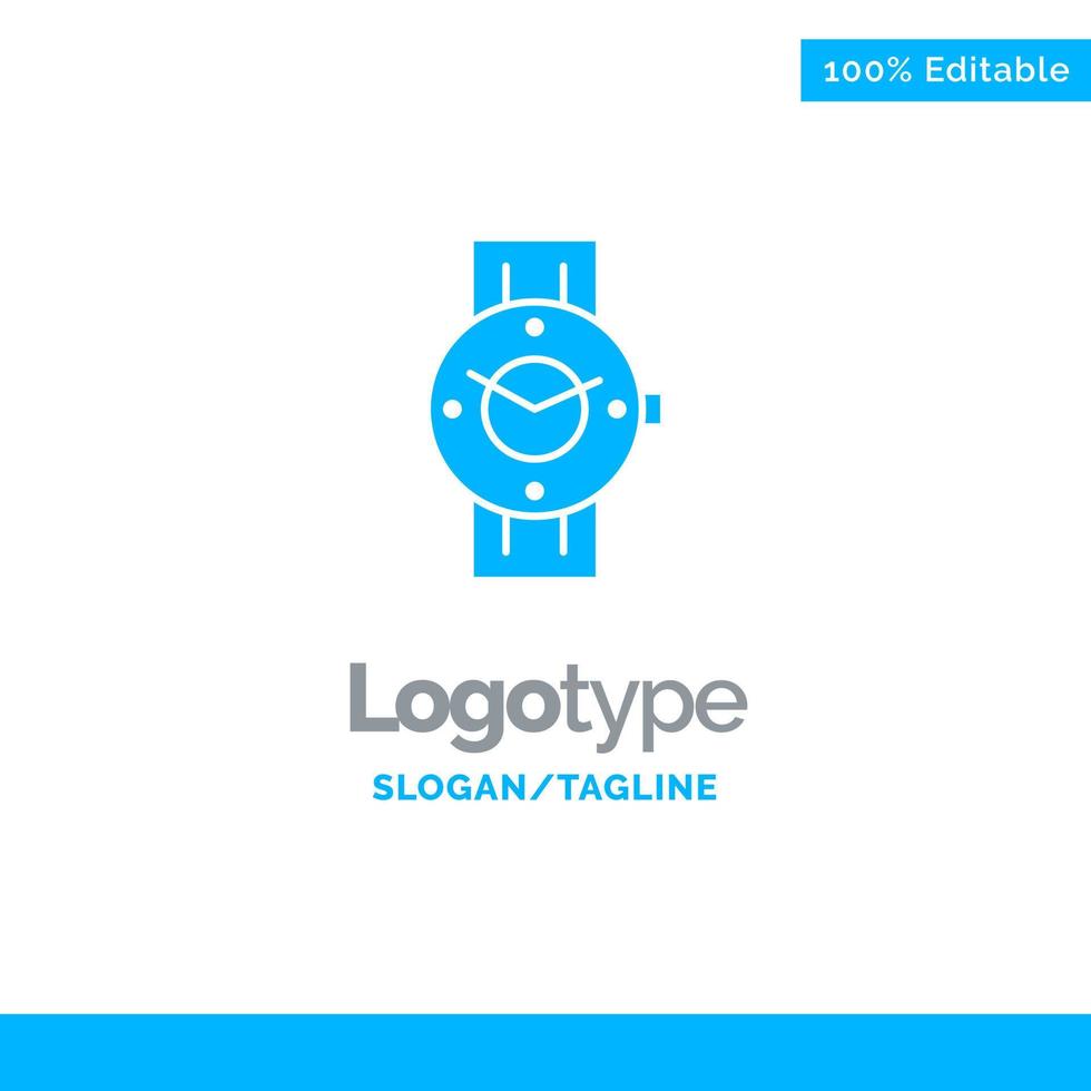 reloj reloj inteligente tiempo teléfono android azul sólido logotipo plantilla lugar para eslogan vector