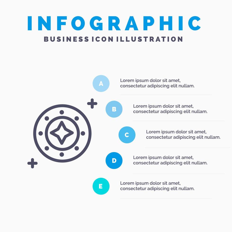 Cosmos Galaxy Shine Space Star Universe Line icon with 5 steps presentation infographics Background vector