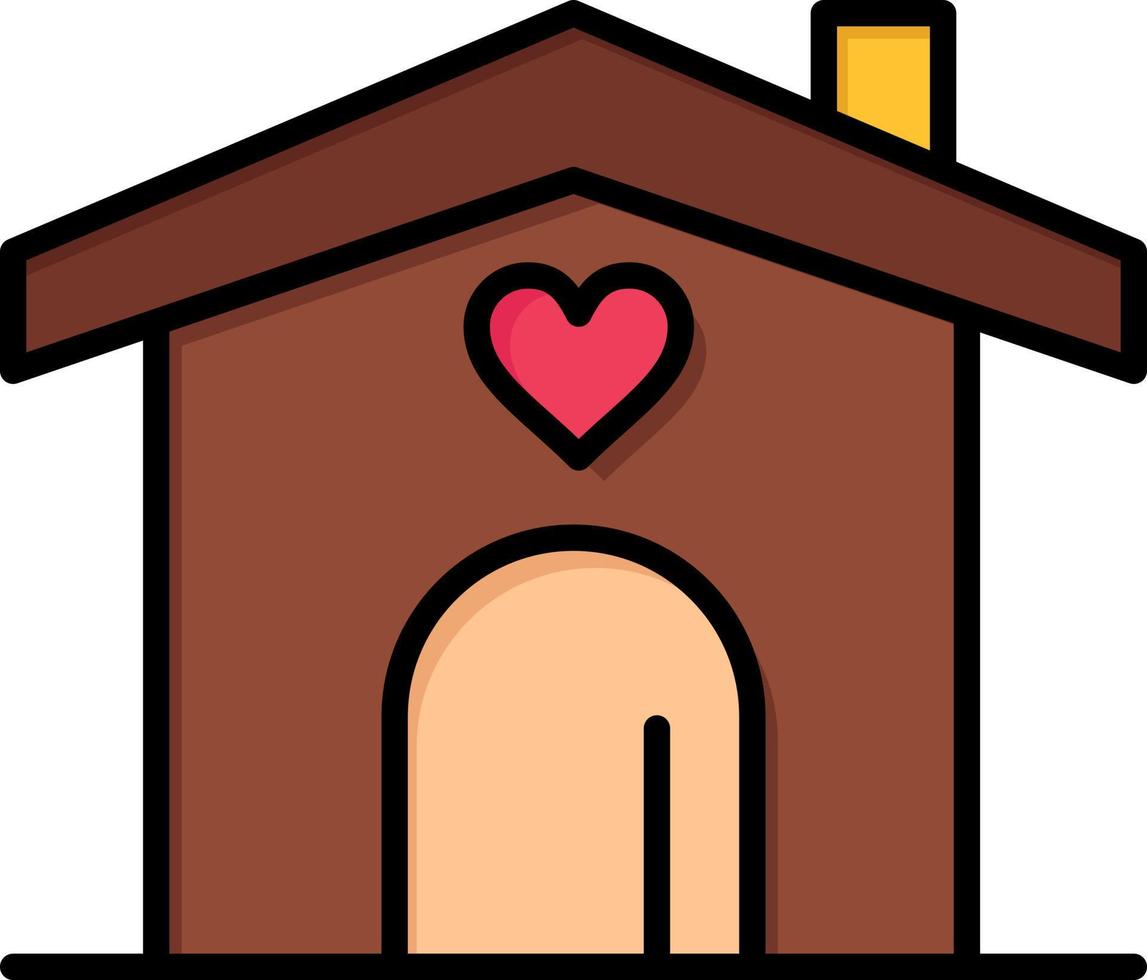 hogar amor corazón boda color plano icono vector icono banner plantilla