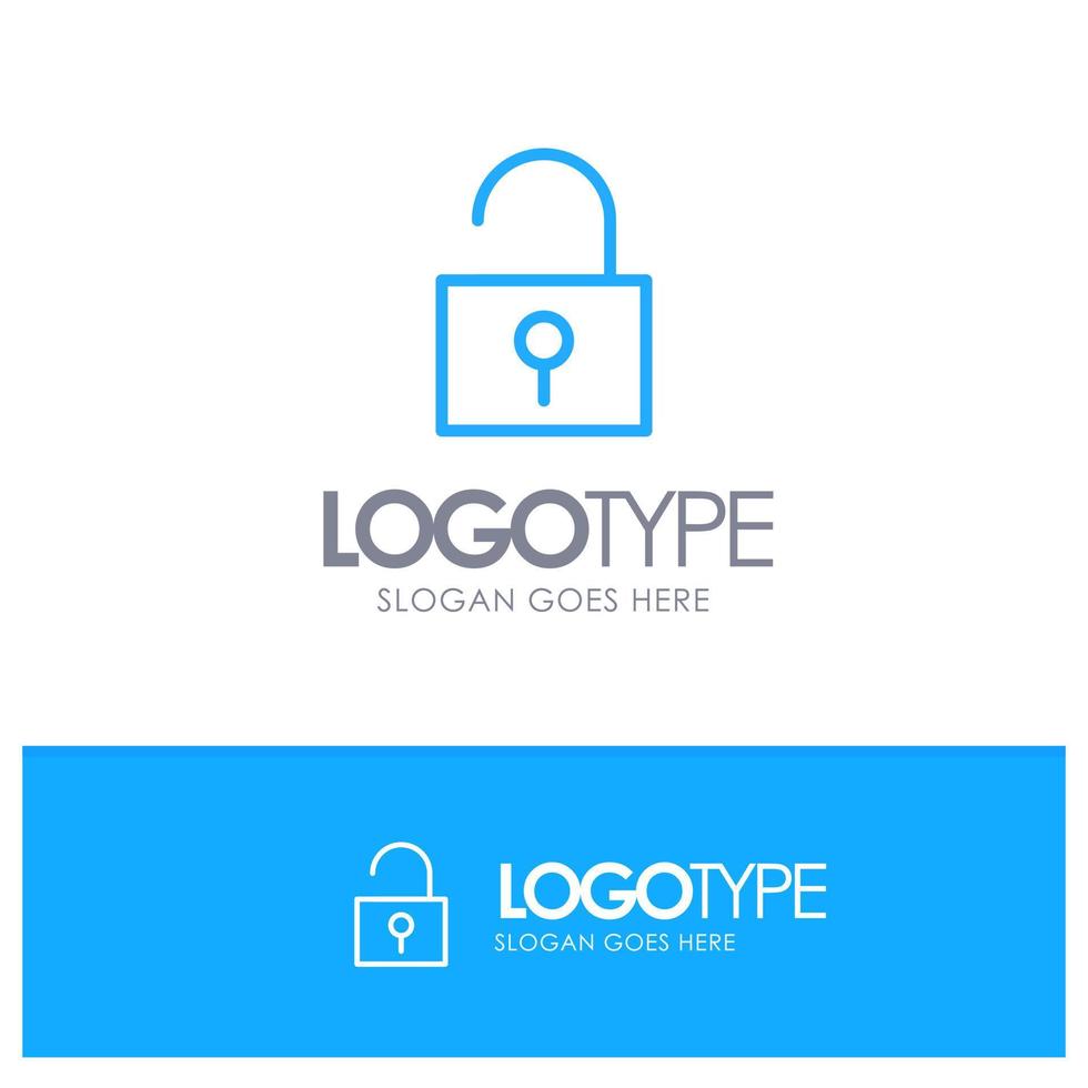 Lock Unlocked User Interface Blue Outline Logo Place for Tagline vector