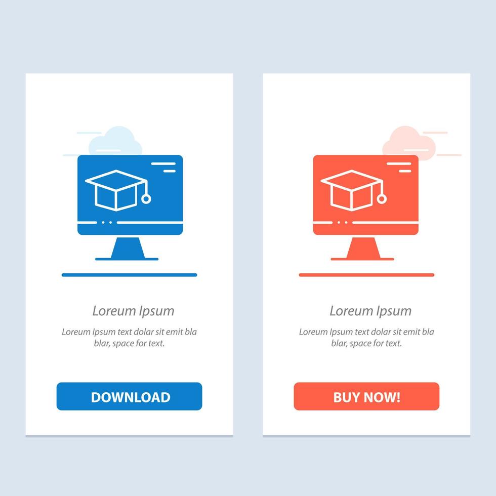 Computer Cap Education Graduation  Blue and Red Download and Buy Now web Widget Card Template vector