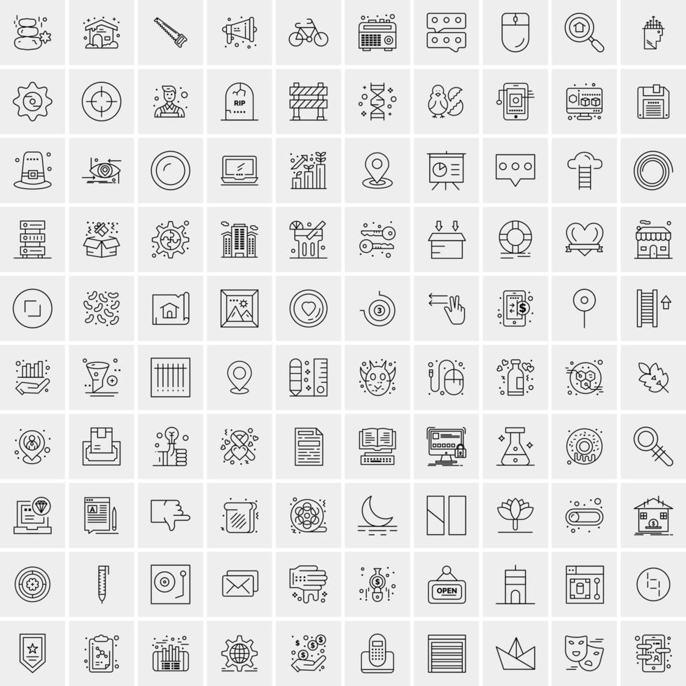 Set of 100 Universal Modern Thin Line Icons for Mobile and Web Mix Business icons Like Arrows Avatars  Smileys Business Weather vector