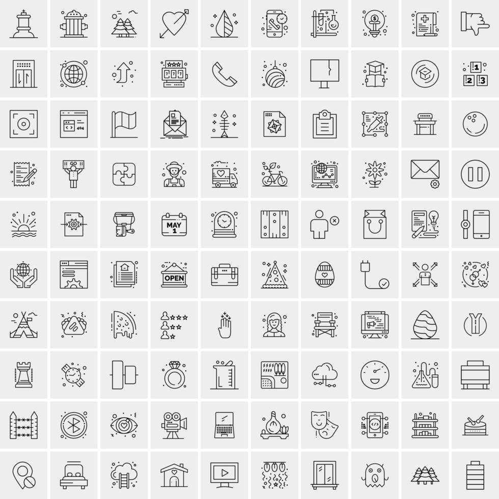 Set of 100 Universal Modern Thin Line Icons for Mobile and Web Mix Business icons Like Arrows Avatars  Smileys Business Weather vector