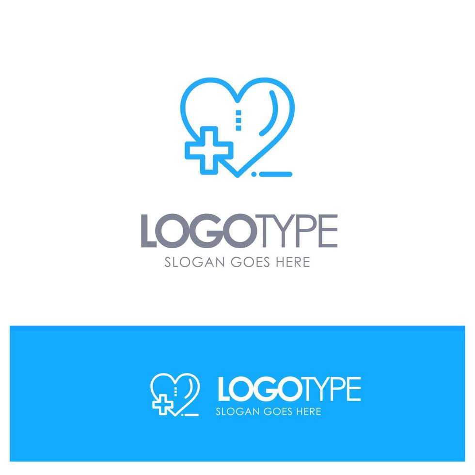 amor cuidado de la salud hospital cuidado del corazón contorno azul logotipo lugar para el eslogan vector