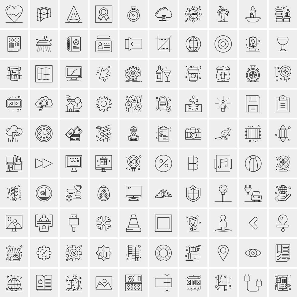 Set of 100 Universal Modern Thin Line Icons for Mobile and Web Mix Business icons Like Arrows Avatars  Smileys Business Weather vector