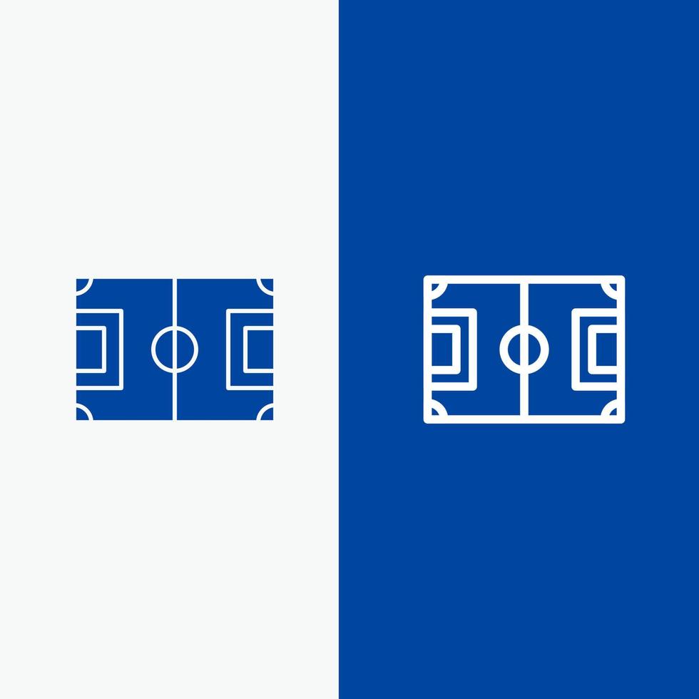 Field Football Game Pitch Soccer Line and Glyph Solid icon Blue banner Line and Glyph Solid icon Blue banner vector