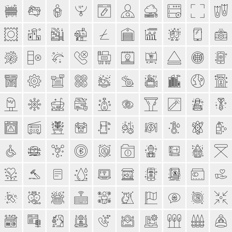 Set of 100 Universal Modern Thin Line Icons for Mobile and Web Mix Business icons Like Arrows Avatars  Smileys Business Weather vector