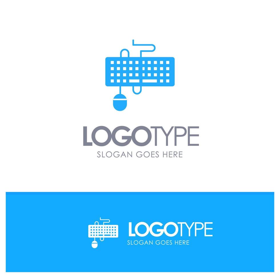 Device Interface Keyboard Mouse Obsolete Blue Solid Logo with place for tagline vector