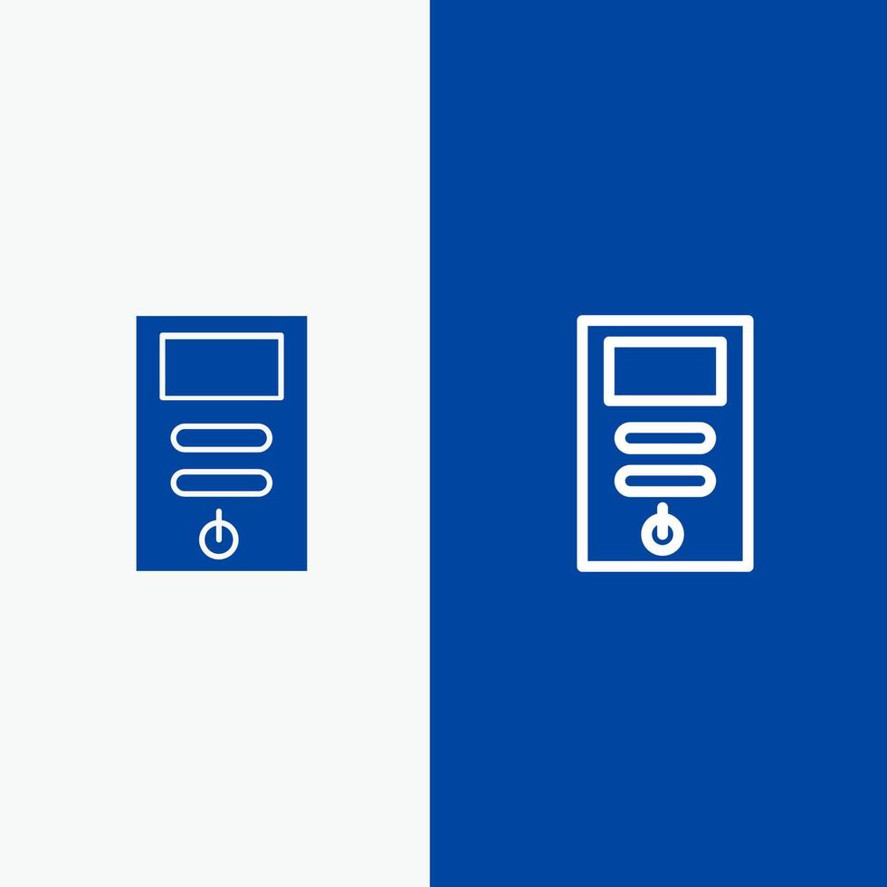 Computer Cpu Pc Stabilizer Line and Glyph Solid icon Blue banner Line and Glyph Solid icon Blue banner vector
