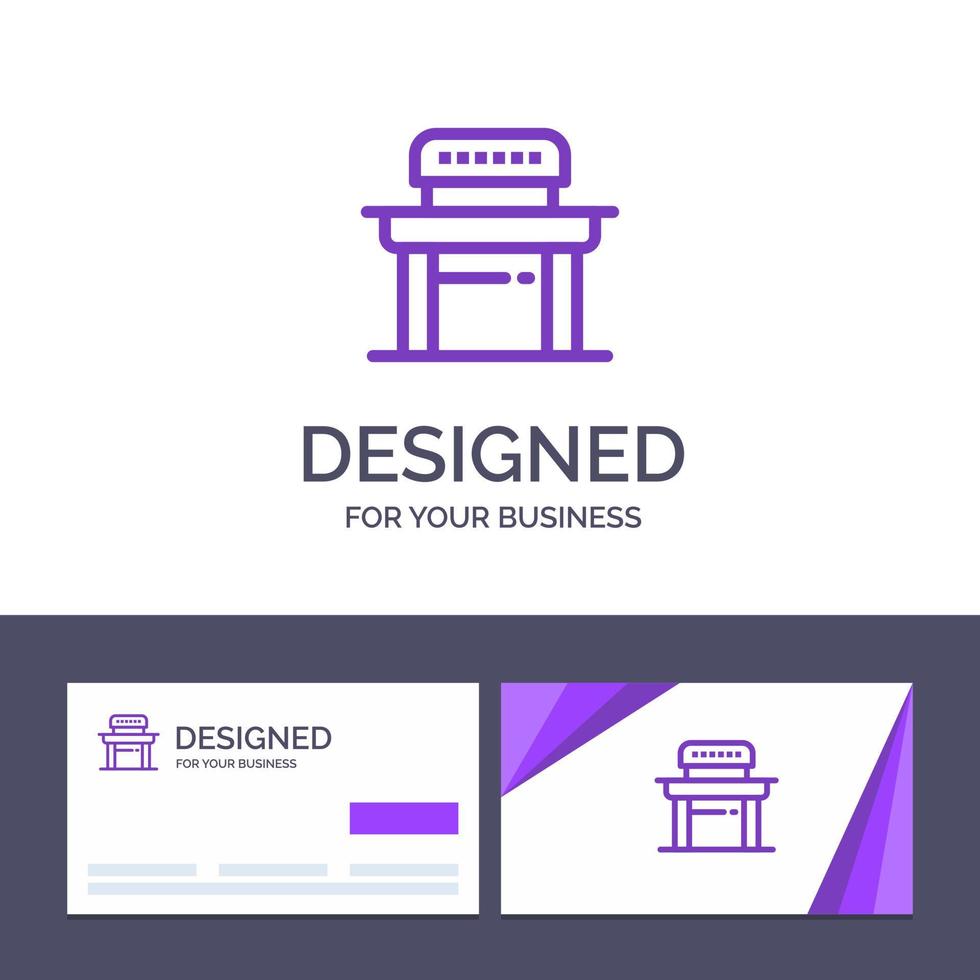 Creative Business Card and Logo template Desk Student Chair School Vector Illustration